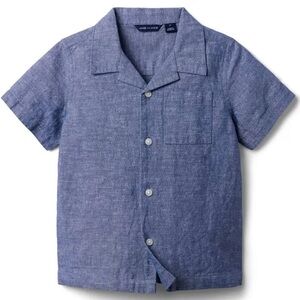 NWT Janie Jack Blue Linen Baby Shirt Beach Club 18-24 mo